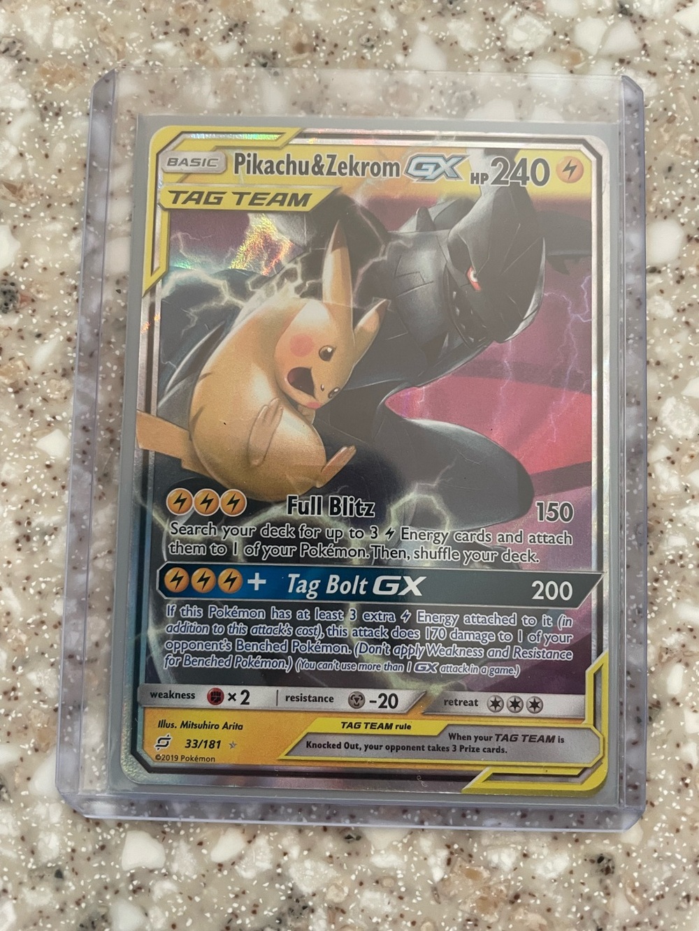 Pikachu & Zekrom GX Tag Team Pokémon Card - Lightning Holo